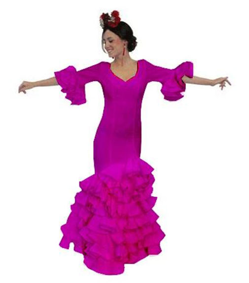 Economic Magenta Plain Color Flamenca Dress